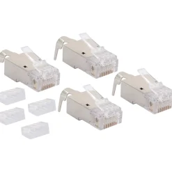 Netzwerkstecker 8-8- 4 Stueck CAT 6a/CAT7 silber/grau ^ Schwaiger Hot