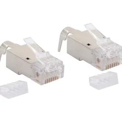 Netzwerkstecker 8-8- 2 Stueck CAT 6a/CAT7 silber/grau ^ Schwaiger