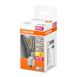 LED-Leuchtmittel-Glühbirne silber E27 warmweiß dimmbar ^ Osram Sale