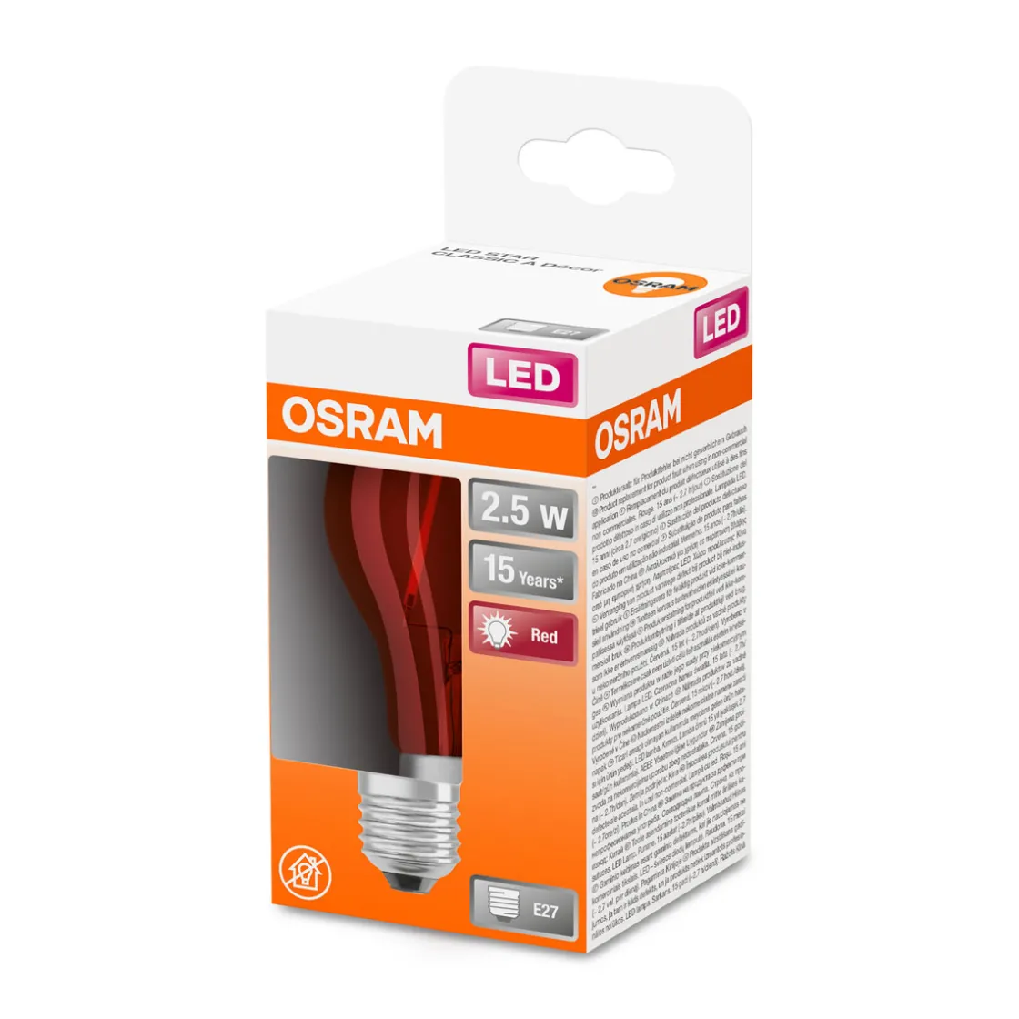 LED-Leuchtmittel Glühlampe E27 2,5W rot ^ Osram Online
