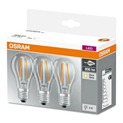 LED-Leuchtmittel-Set Base Classic A 7W klar 3 Stück ^ Osram Discount