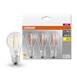 LED-Leuchtmittel-Set Base Classic A 7W klar 3 Stück ^ Osram Discount