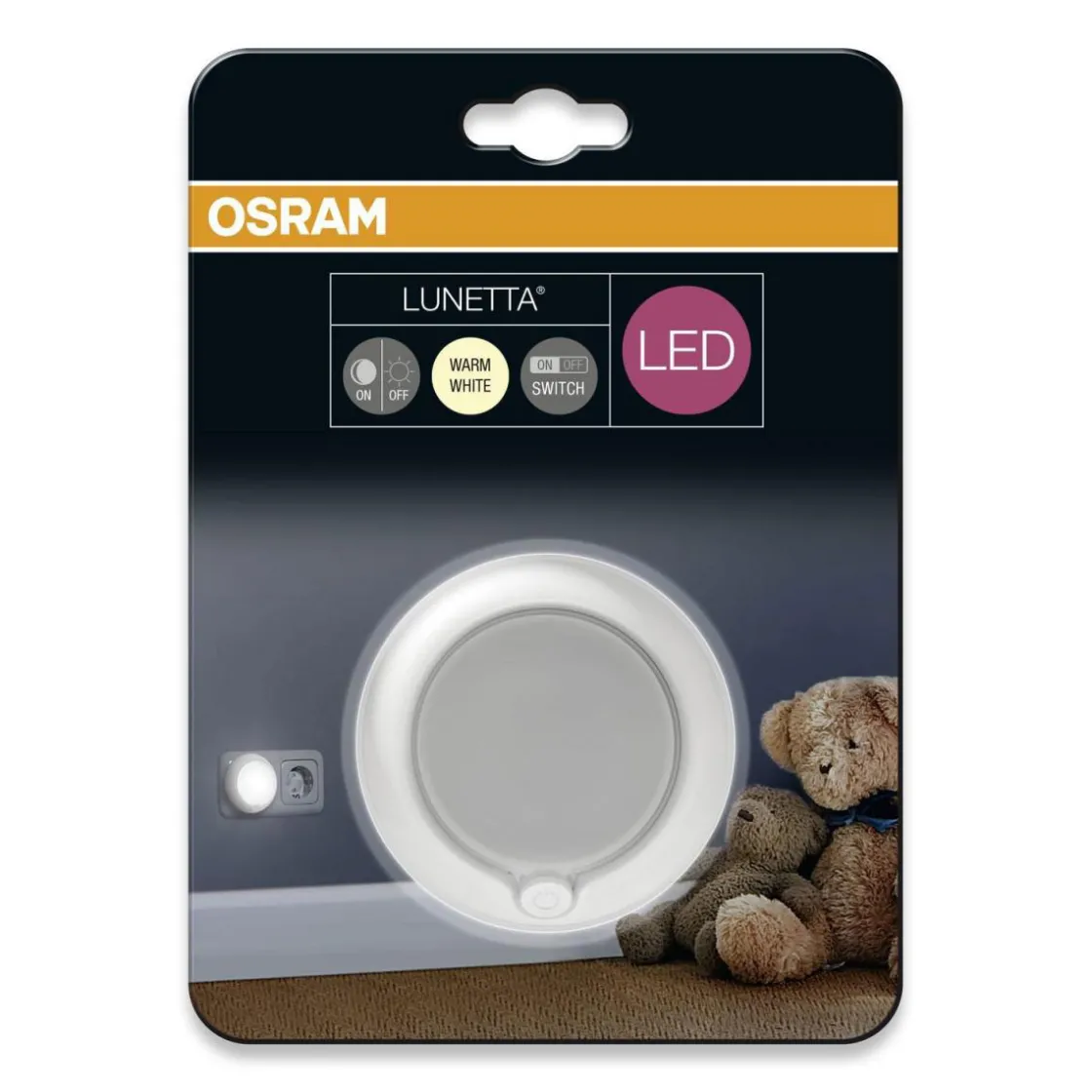 LED-Nachtlicht Lunetta Round weiß ^ Osram New