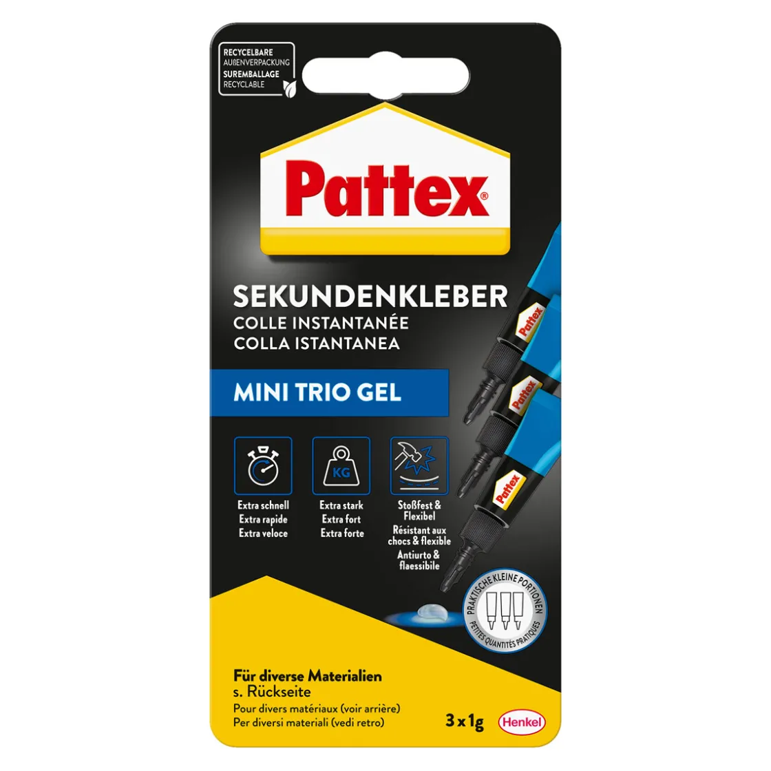 Sekundenkleber Ultra Gel Mini Trio 3 x 1 g ^ Pattex Hot
