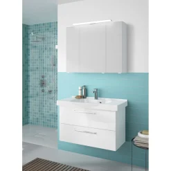 LED-Spiegelschrank Trentino inkl Leuchtmittel weiß 90 x 70 x 20 cm ^ Pelipal