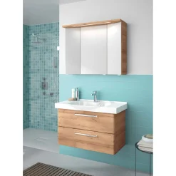 Spiegelschrank Trentino Eiche inkl LED Leuchtmittel ^ Pelipal New