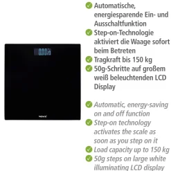Personenwaage LED 28x28cm, schwarz ^ Wenko Outlet