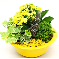 Bepflanzte Gefäße mit Oster-Deko ^ Plantiflor