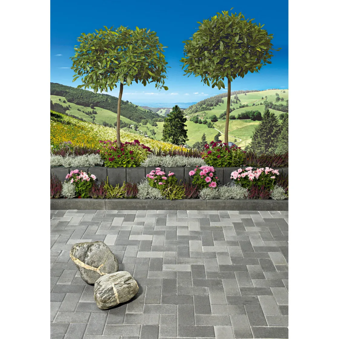 Rechteckpflaster mit Fase, anthrazit10x20x8 cm, 50 Stk./qm ^ Lusit Hot
