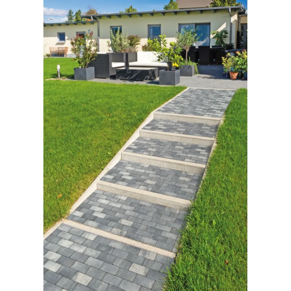 Rechteckpflaster 20x10 cm, 6 cm stark-Anthrazit-Melange, 50St/qm incl. 2 ^ Lusit Clearance