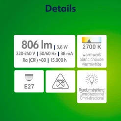 Retro LED Birne EEK A E27E27 60W 806lm 2700K ^ Müller-Licht Outlet