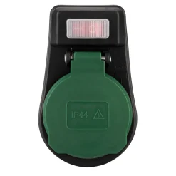 Außensteckdose mit Schalter IP44 schwarz/grün ^ REV Ritter Discount