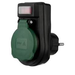 Außensteckdose mit Schalter IP44 schwarz/grün ^ REV Ritter Discount