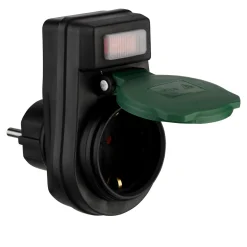 Außensteckdose mit Schalter IP44 schwarz/grün ^ REV Ritter Discount