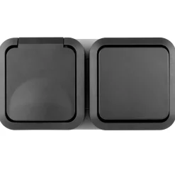Kombi A/W-Schalter + Steckdose AquaStorm waagrecht ^ REV Ritter Discount