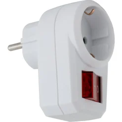 Steckdosenadapter mit Schalter 1fach Schutzkontakt weiß ^ REV Ritter Best