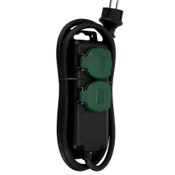 Steckdosenleiste IP 44 2-fach 1,4 m scharz-grün ^ REV Ritter Outlet