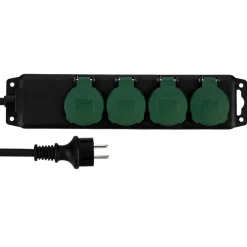 Steckdosenleiste IP 44 4-fach 1,4 m scharz-grün ^ REV Ritter New
