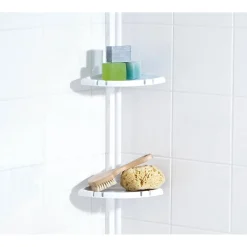 Teleskop-Duscheckregal mit 4 Ablagen 130-260 cm weiß ^ Ridder Discount