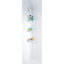 Teleskop-Duscheckregal mit 4 Ablagen 130-260 cm weiß ^ Ridder Discount