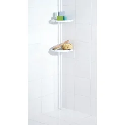 Teleskop-Duscheckregal mit 4 Ablagen 130-260 cm weiß ^ Ridder Discount