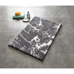 Teppich Marmor 60 x 90 cm grau-weiß Polyester-Microfaser ^ Ridder Clearance