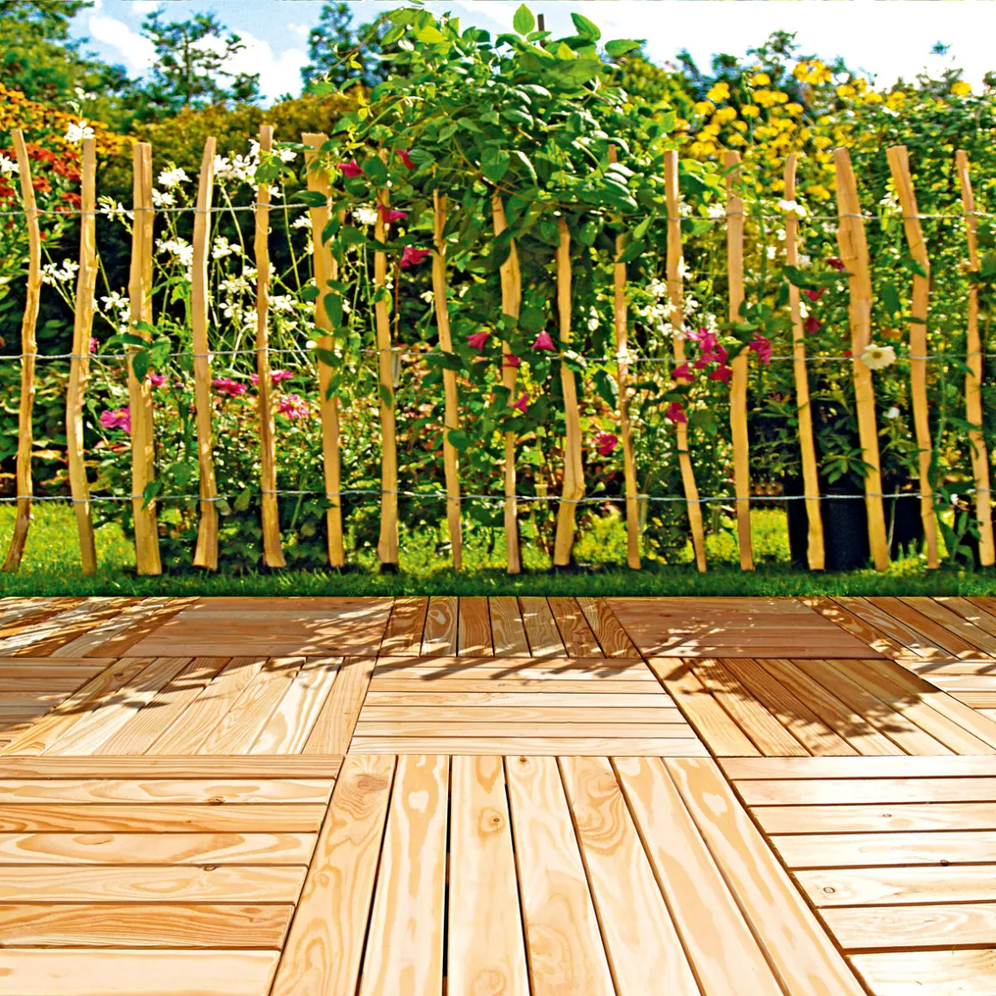 Rollzaun Natur 90x500 cm, Staketen 90 cmhoch, 500 cm lang ^ Online