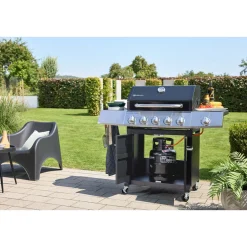 Gasgrillwagen Daytona 5 Plusschwarz mit Edelstahlapplikationen ^ Rothmann Sale