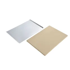 Pizzastein rechteckig inkl Alu-Servierbrett 44 x 1,2 x 30 cm ^ Rothmann Discount