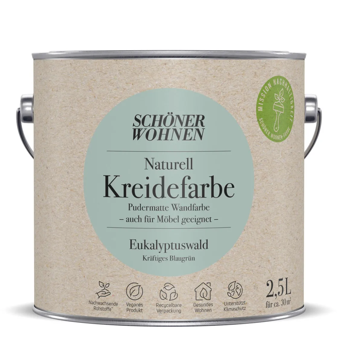 Naturell Kreidefarbe 2,5 L Eukalyptuswald ^ Schöner Wohnen Farbe New