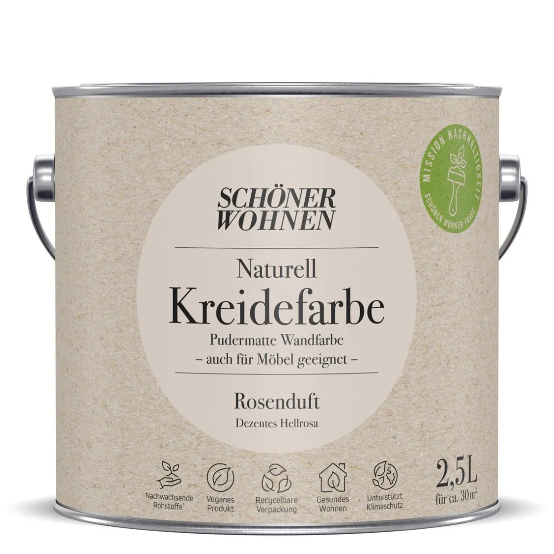 Naturell Kreidefarbe 2,5 L Rosenduft ^ Schöner Wohnen Farbe Clearance