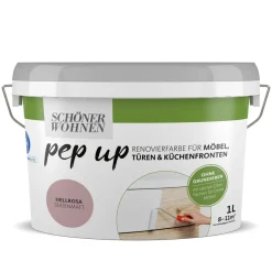 pep up Möbel- Türen- und Küchenfronten-Lack Hellrosa seidenmatt 1 L ^ Schöner Wohnen Farbe Discount