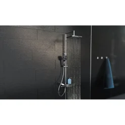 Überkopf-Brauseset Blueperl chrom/Schwarz mit Ablage ^ Schütte