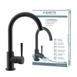 Spültischarmatur Cornwall Niederdruck schwarz matt ^ Schütte New