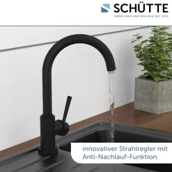 Spültischarmatur Cornwall Niederdruck schwarz matt ^ Schütte New