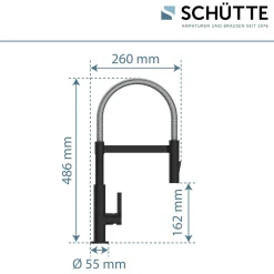 Spültischarmatur Miami schwarz matt Hochdruck ausziehbar ^ Schütte Discount