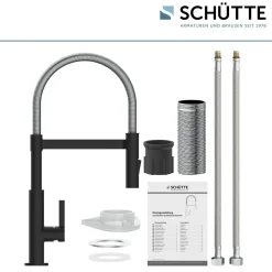 Spültischarmatur Miami schwarz matt Hochdruck ausziehbar ^ Schütte Discount