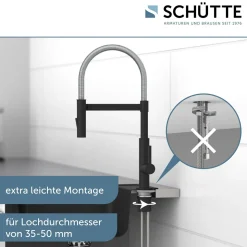 Spültischarmatur Miami schwarz matt Hochdruck ausziehbar ^ Schütte Discount