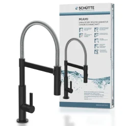 Spültischarmatur Miami schwarz matt Hochdruck ausziehbar ^ Schütte Discount