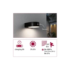 Solar WL 300lm IP44 3000K PIR ^ Paulmann Best