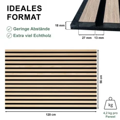Sonido Elements Akustikpaneel Light oak1200x560x18mm FSC ^ Outlet