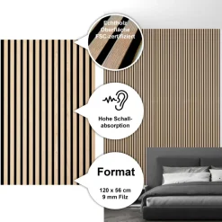 Sonido Elements Akustikpaneel Light oak1200x560x18mm FSC ^ Outlet