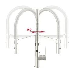 SP-Armatur ALUNA mit Geschirrbrause,schwenkbar, Keramikkar., Edelstahl-Optik ^ LENZ Clearance