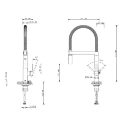 SP-Armatur ALUNA mit Geschirrbrause,schwenkbar, Keramikkar., Edelstahl-Optik ^ LENZ Clearance