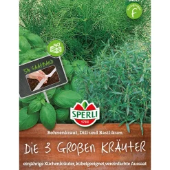 Die 3 großen Kräuter Bohnenkraut/Dill/Basilikum 5 m Saatband ^ Sperli Discount
