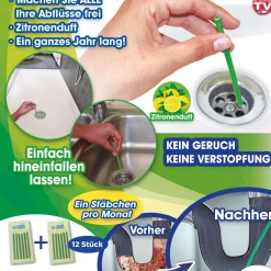 Abflussreiniger Stäbchen Drain Sticks 12 Stück Zitronenduft ^ Starlyf Discount
