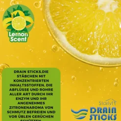 Abflussreiniger Stäbchen Drain Sticks 12 Stück Zitronenduft ^ Starlyf Discount