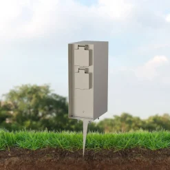 Steckdosensäule ORIO 4fach IP44 Eisen-gebürstet ^ Outlet