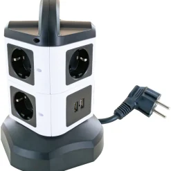 Steckdosentower 7x Strom + 2x USB 1,8m ^ Schwaiger Sale