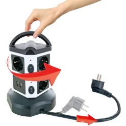 Steckdosentower 7x Strom + 2x USB 1,8m ^ Schwaiger Sale